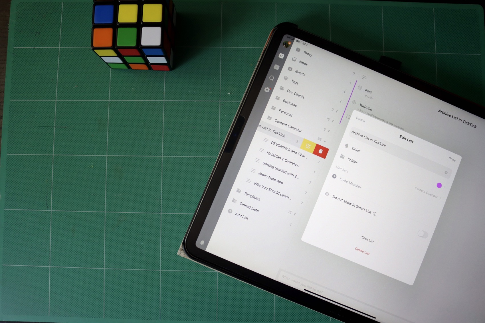 Archiving Projects (Lists) in TickTick