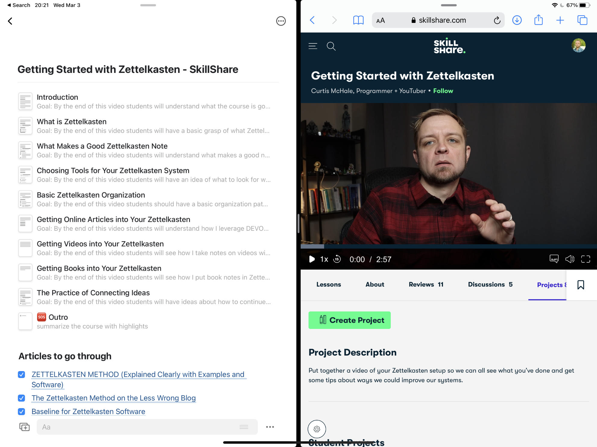 Using Craft to Organize a SkillShare Course