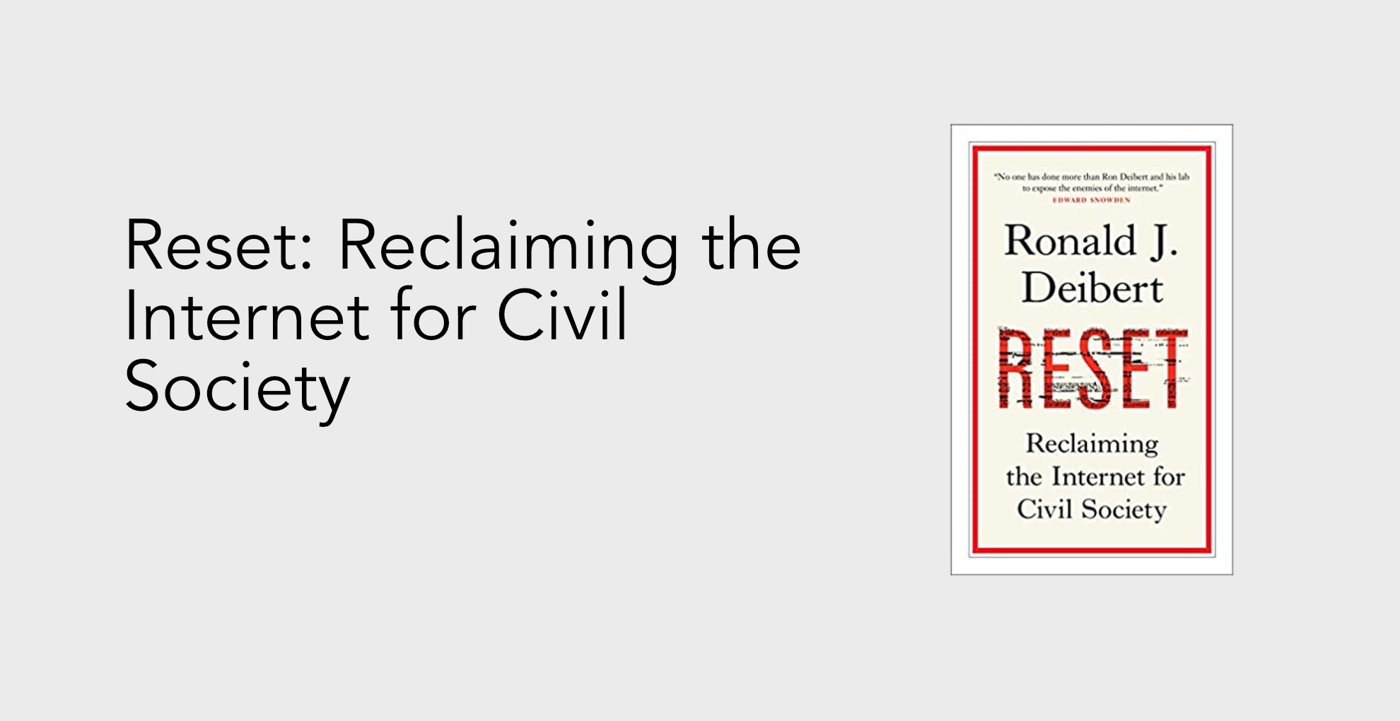 Reset by Ronald J Deibert