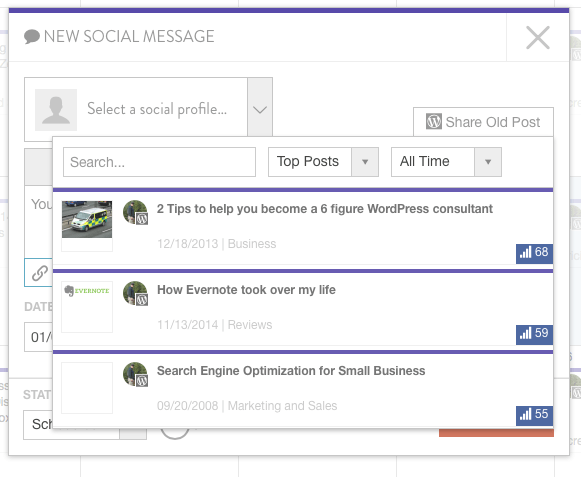 CoSchedule social sharing