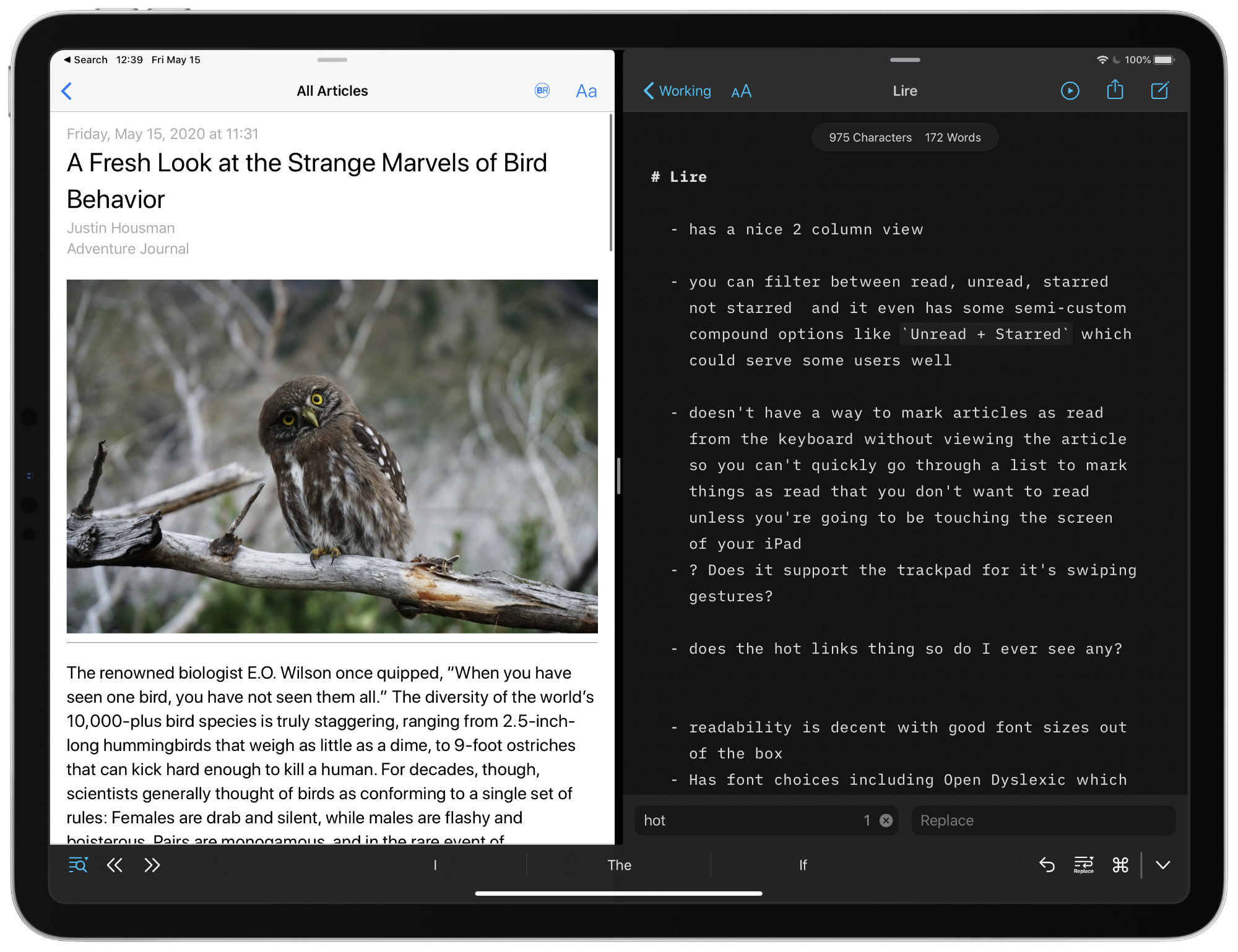 Using Lire on iPadOS for RSS Feeds