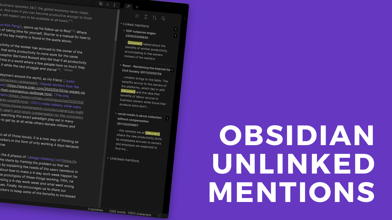Unlinked Mentions in Obsidian