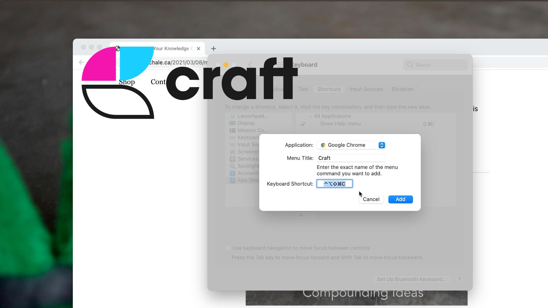 Share Content from Chrome to Craft
