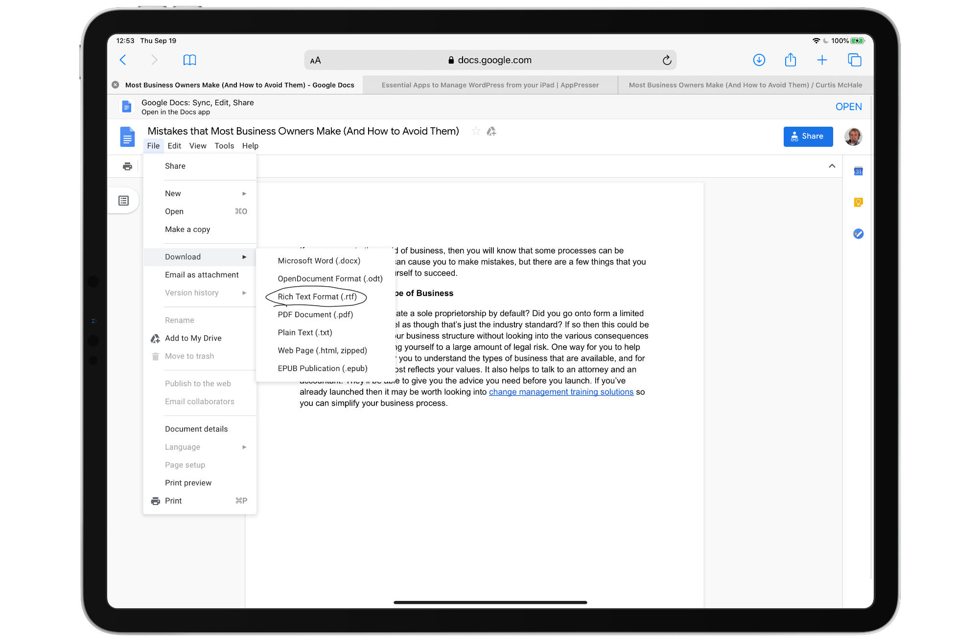 Going From Google Docs to Markdown in Statamic with iPadOS