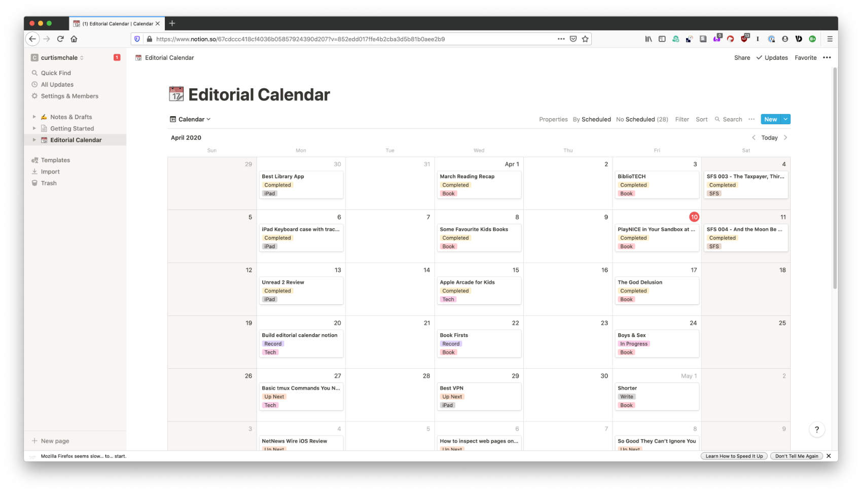 Build a Content Calendar in Notion