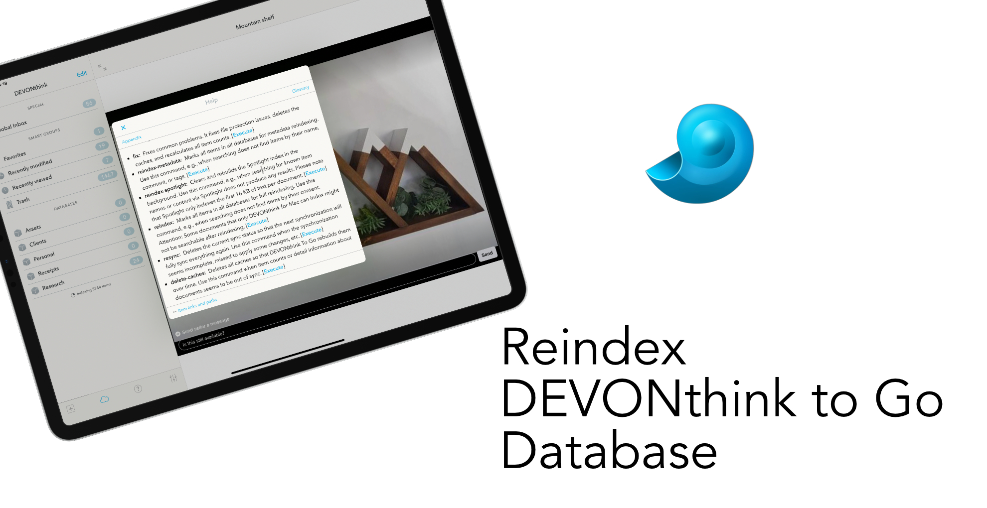 Reindexing your database in DEVONthink To Go