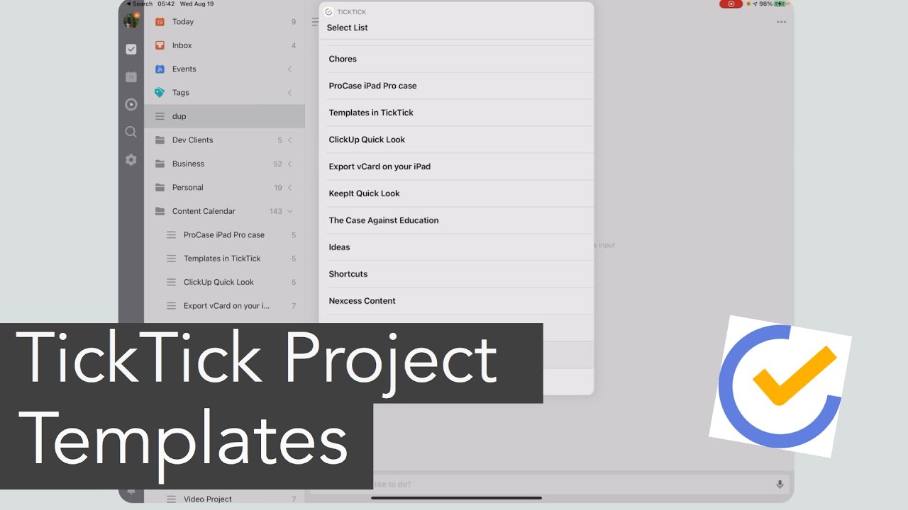 Task and Project Templates in TickTick