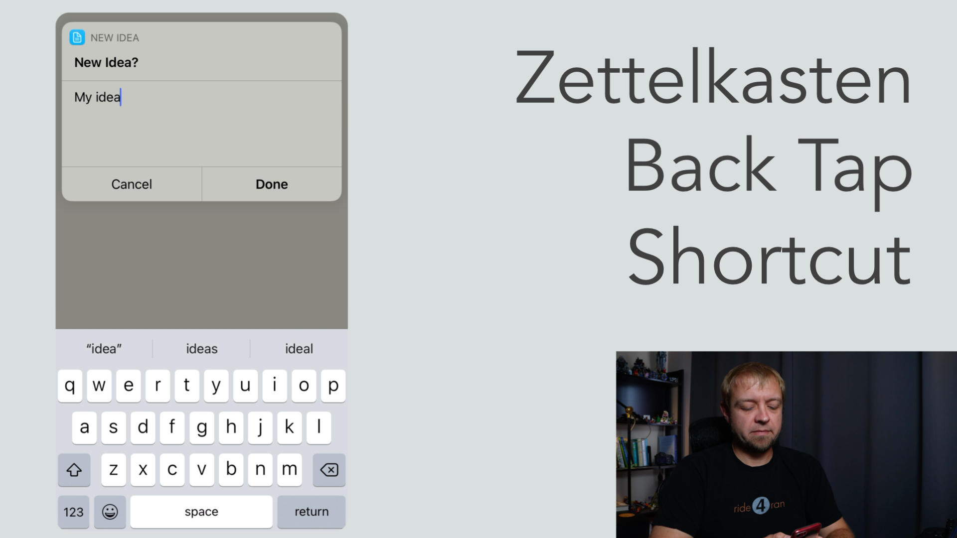 Zettelkasten Quick Entry with iPhone Back Tap