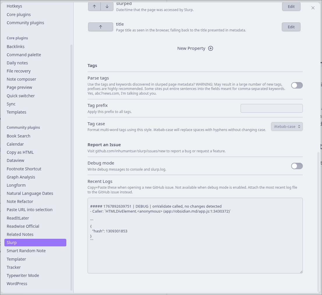 Slurp second settings screenshot